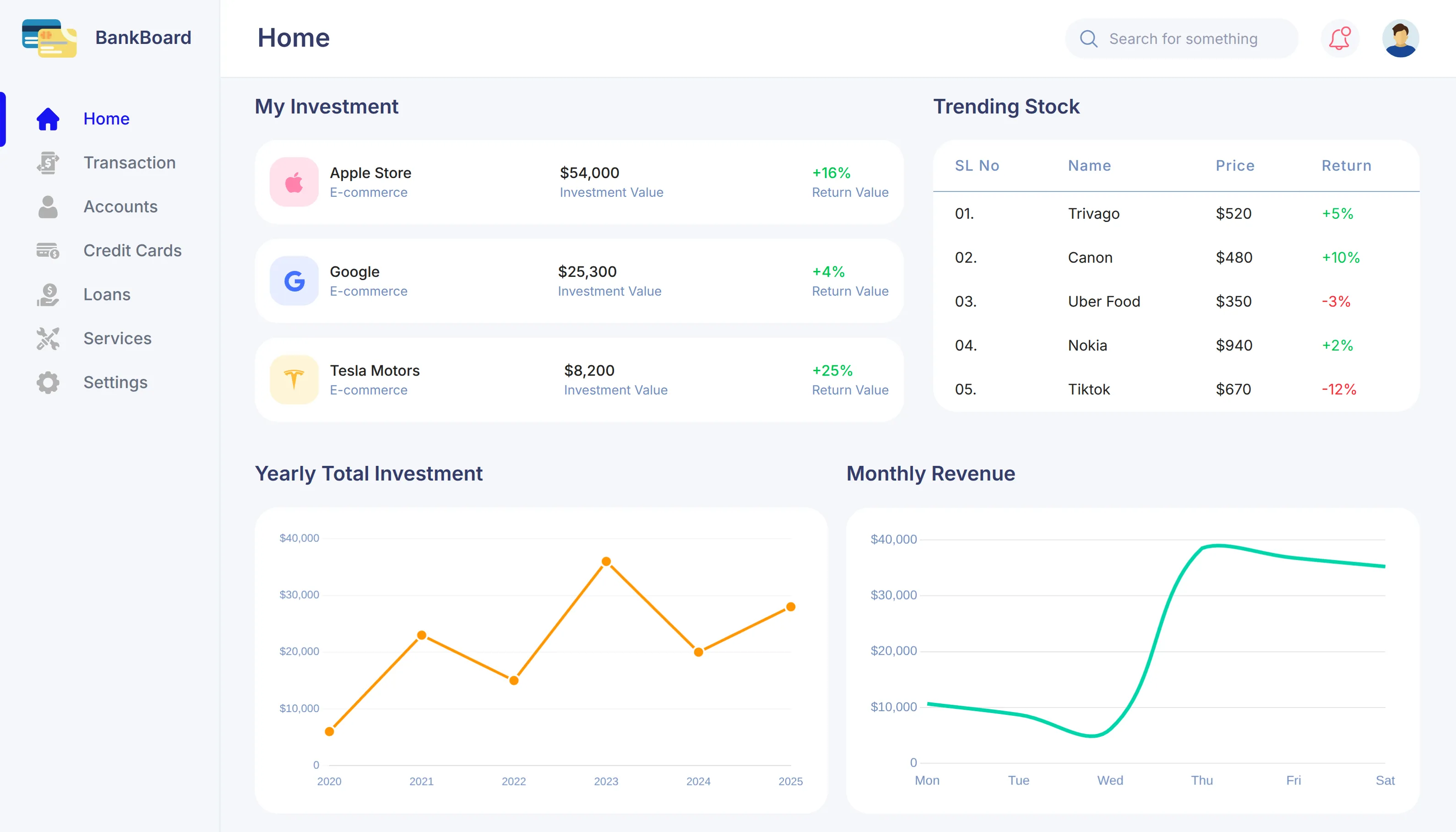 BankBoard project screenshot